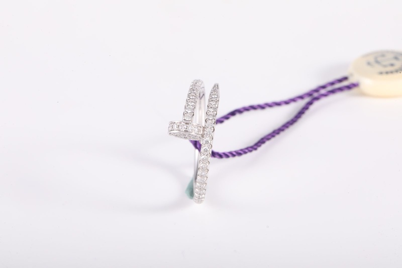 CARTIER(卡地亞) 18K白金 白金 JUSTE UN CLOU 帶鑽 釘子戒指 54 18K-1
