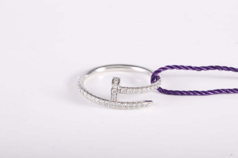 CARTIER(卡地亞) 18K白金 白金 JUSTE UN CLOU 帶鑽 釘子戒指 54 18K-3