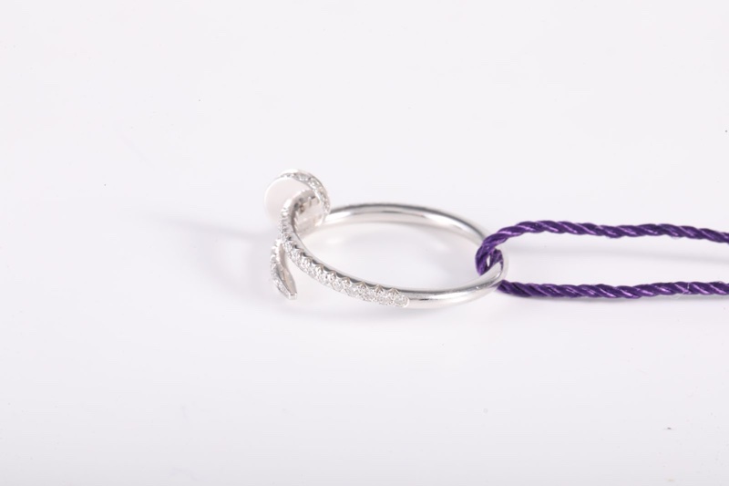CARTIER(卡地亞) 18K白金 白金 JUSTE UN CLOU 帶鑽 釘子戒指 54 18K-4