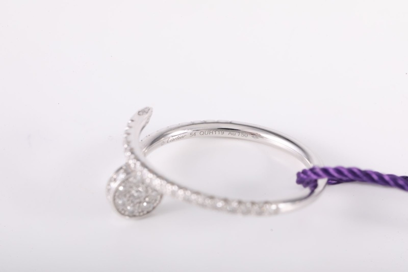 CARTIER(卡地亞) 18K白金 白金 JUSTE UN CLOU 帶鑽 釘子戒指 54 18K-5