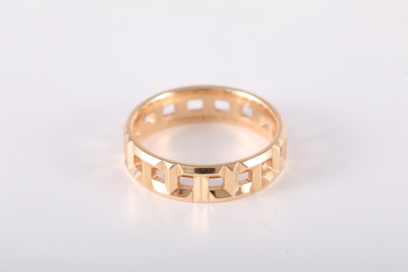 TIFFANY&CO(蒂芙尼)  18K玫瑰金 玫瑰金 戒指 T型 鏤空 18K-3
