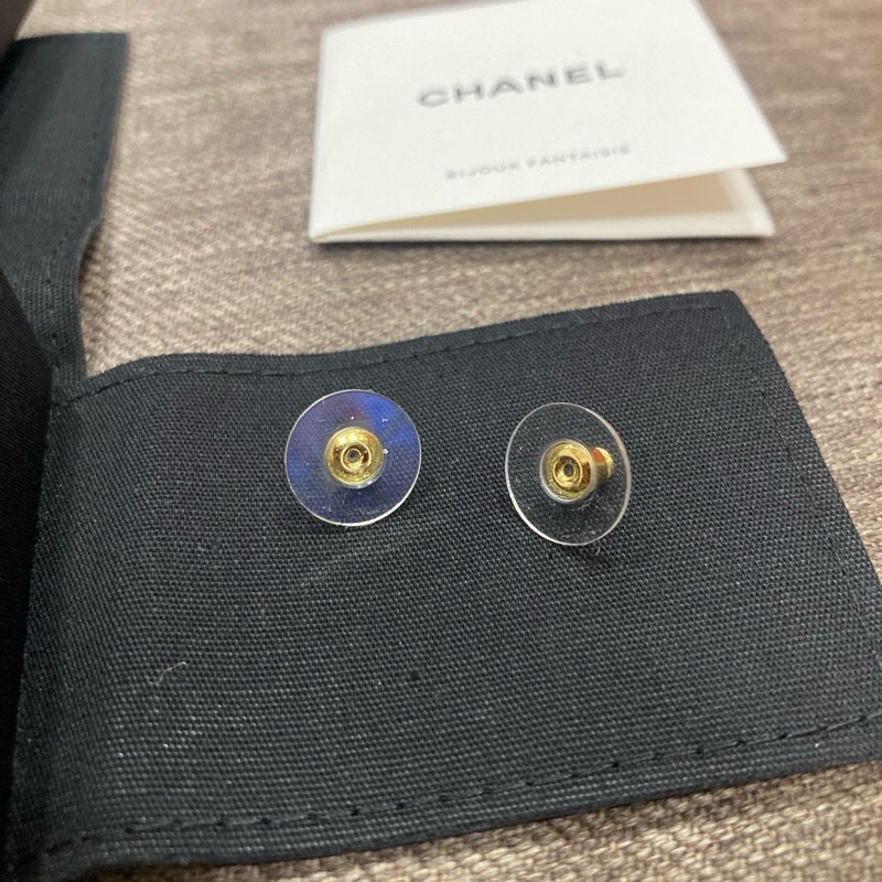 香奈兒chanel 黑珠珠串起 大logo 耳針 耳環 二手商品🇹🇼-9