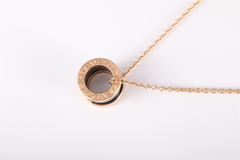 BVLGARI(寶格麗) B.ZERO1 彈簧項鏈 三環扣 18K玫瑰金/黑陶瓷 項鏈 玫瑰金-2