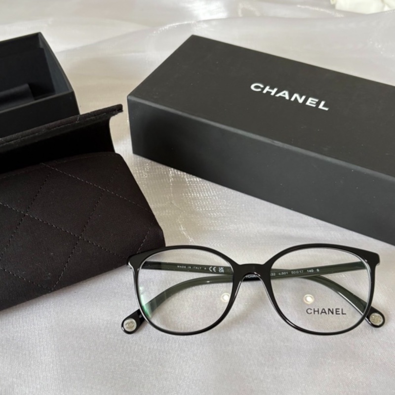 全新代購! Chanel 香奈兒 純色鏡框 黑色 CH3432-0