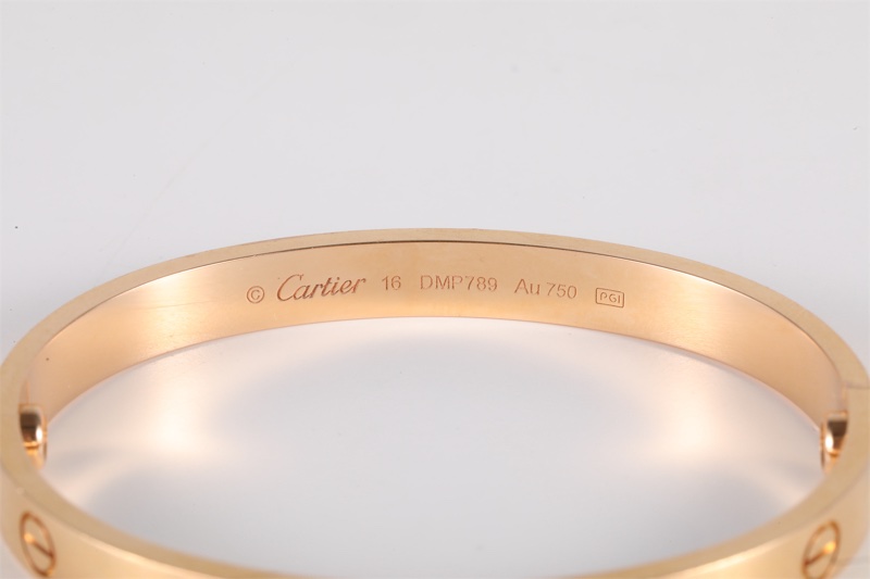 CARTIER(卡地亞) LOVE 18K金 寬版手鐲 18K玫瑰金 16號 玫瑰金-3