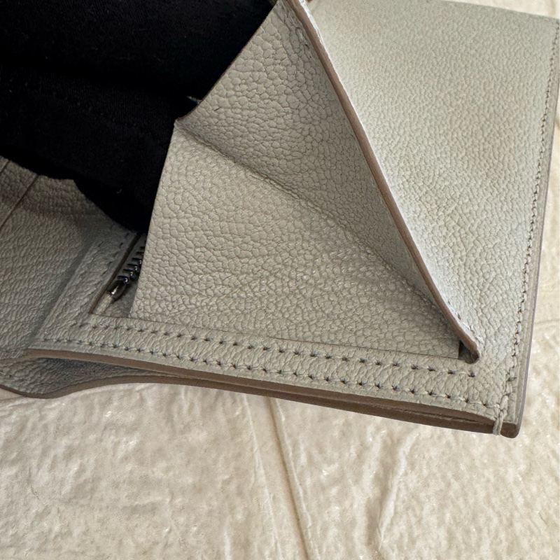 Hermes冰川灰銀H釦短夾-14