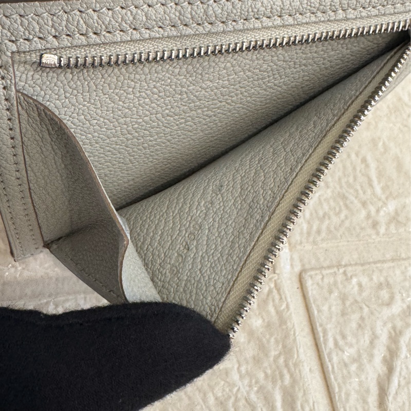 Hermes冰川灰銀H釦短夾-15