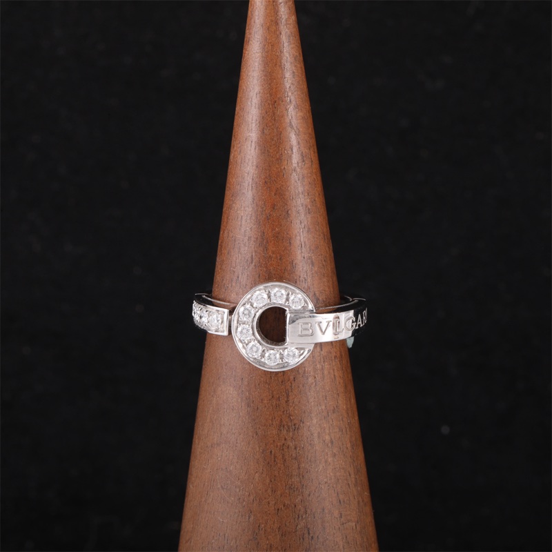 BVLGARI(寶格麗) BVLGARI BVLGARI 銅錢 鑲鑽戒指 18K白金/鑽石 51 白金-0