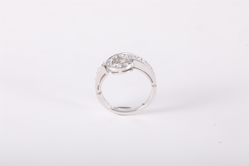 BVLGARI(寶格麗) BVLGARI BVLGARI 銅錢 鑲鑽戒指 18K白金/鑽石 51 白金-2
