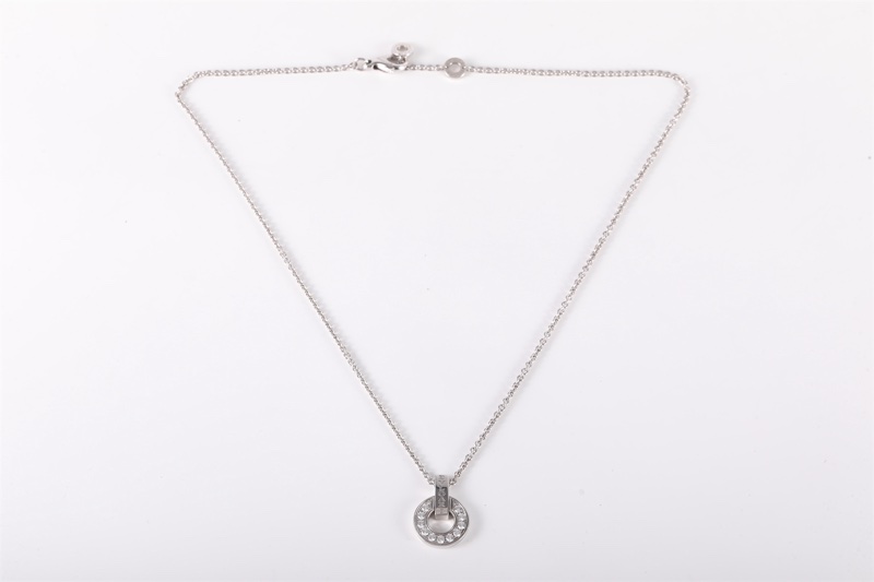 BVLGARI(寶格麗) BVLGARI BVLGARI 銅錢項鏈 滿鑽 18K白金/鑽石 項鏈 白金-5