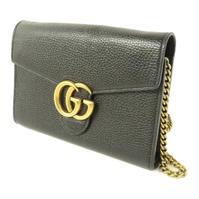 GUCCI 牛皮皮革Chain Shoulder金扣鏈帶肩背袋-1