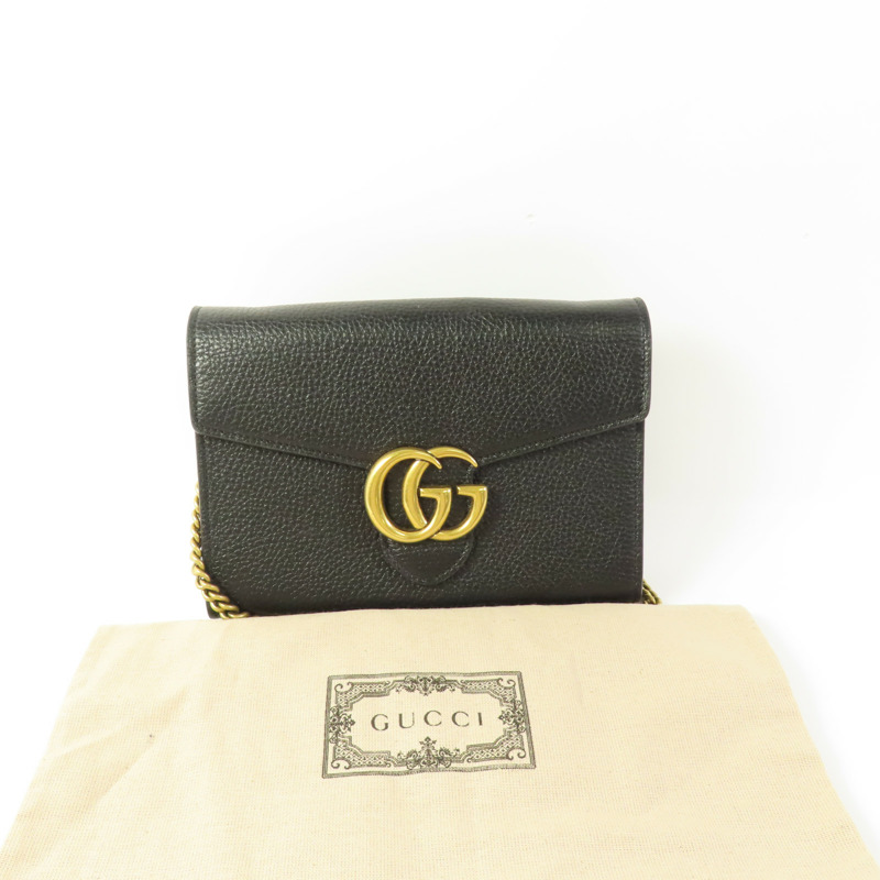 GUCCI 牛皮皮革Chain Shoulder金扣鏈帶肩背袋-9