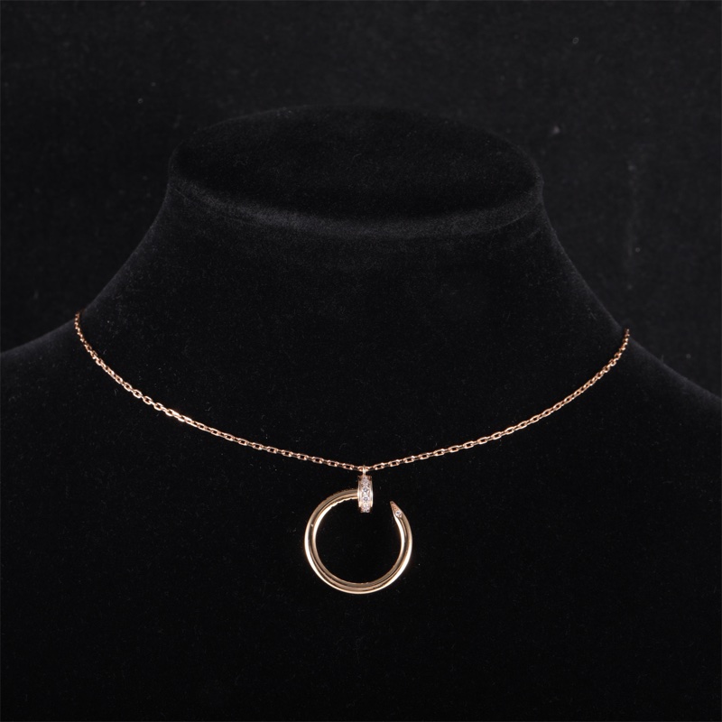 CARTIER(卡地亞) JUSTE UN CLOU 18K金 14顆鑽 釘子項鏈 18K玫瑰金/鑽石 項鏈 玫瑰金-0