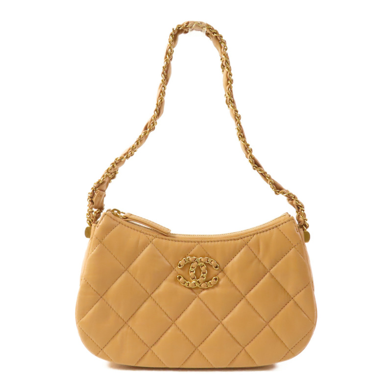 CHANEL 牛皮皮革Chanel 19 Hobo金扣手挽袋-0