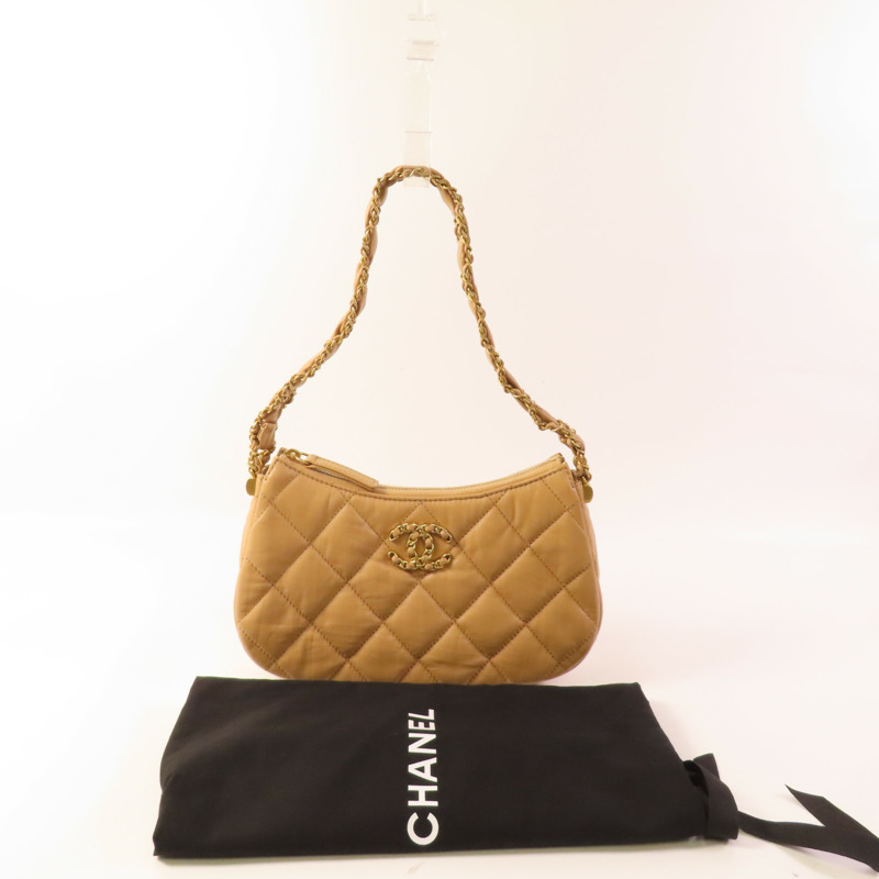 CHANEL 牛皮皮革Chanel 19 Hobo金扣手挽袋-4