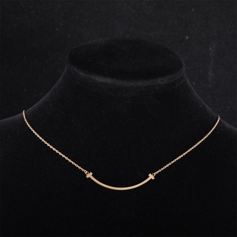 TIFFANY&CO(蒂芙尼) Tiffany T 微笑項鏈 小號 18K黃金 項鏈 黃金-0