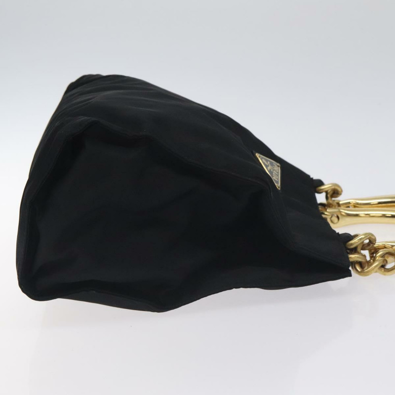 【日本直送】PRADA 手提包 尼龍 金屬 黑金 正品 131136-3