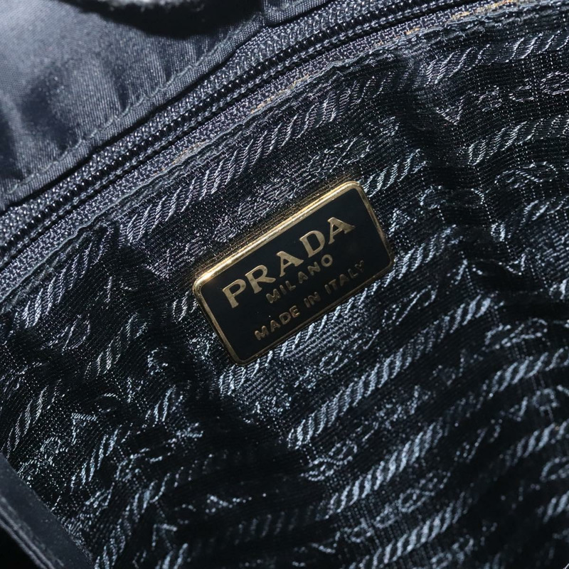【日本直送】PRADA 手提包 尼龍 金屬 黑金 正品 131136-14