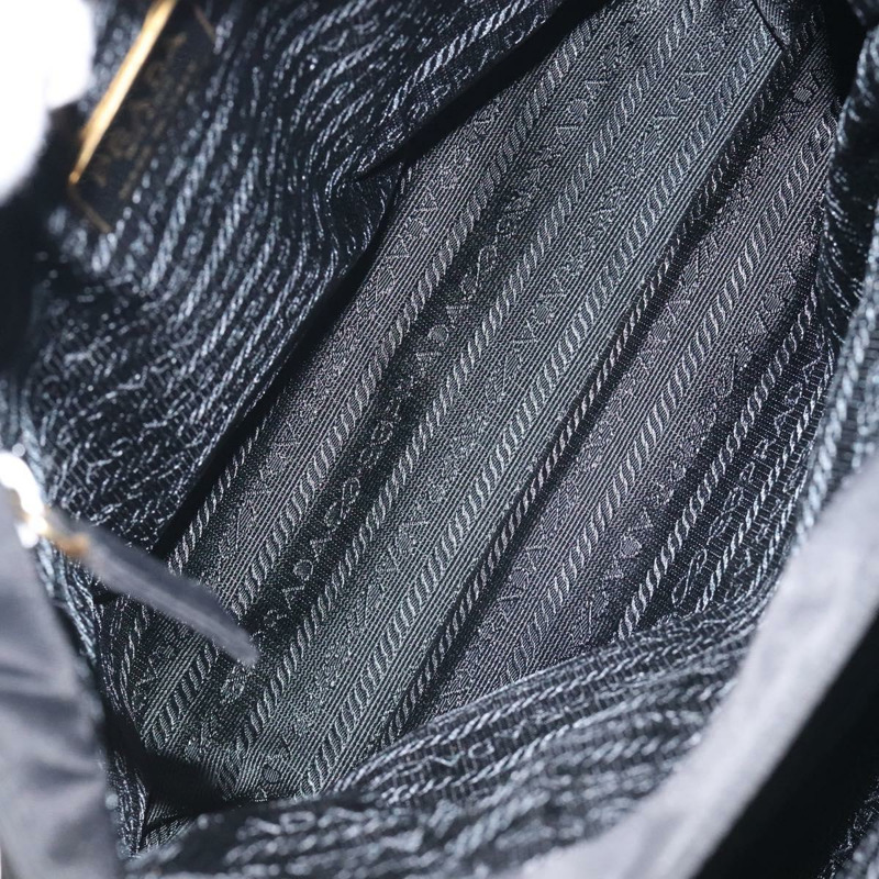 【日本直送】PRADA 手提包 尼龍 金屬 黑金 正品 131136-15