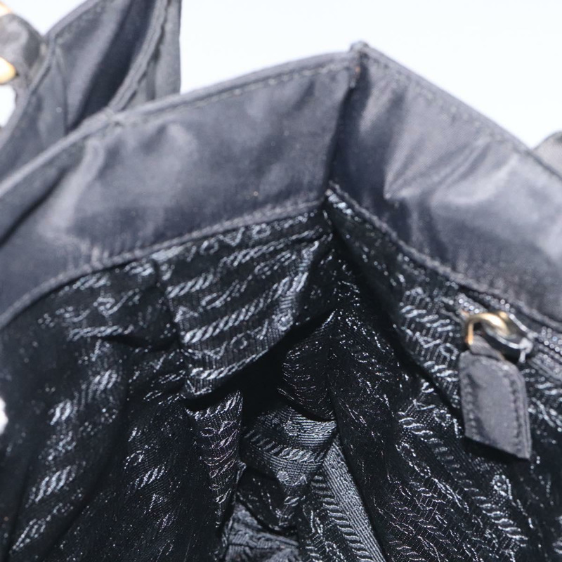 【日本直送】PRADA 手提包 尼龍 金屬 黑金 正品 131136-17