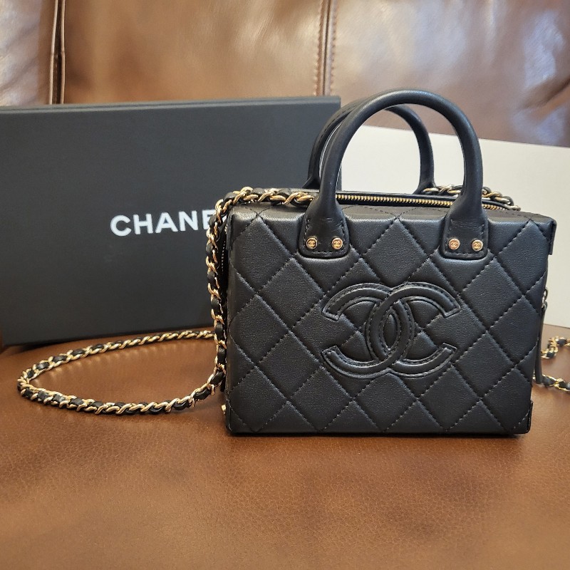 牛皮Chanel 細Size 復古盒子包,市場絕小此size, 芯片款-0