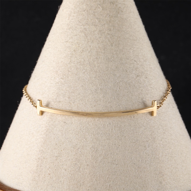 TIFFANY&CO(蒂芙尼) Tiffany T微笑手鏈 18K黃金 S-M碼 黃金 T 微笑手鏈-0