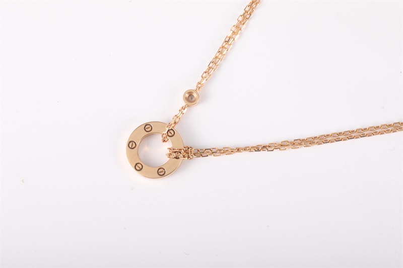 CARTIER(卡地亞) LOVE 兩鑽 圓餅 項鏈 18K玫瑰金/鑽石 項鏈 玫瑰金-1