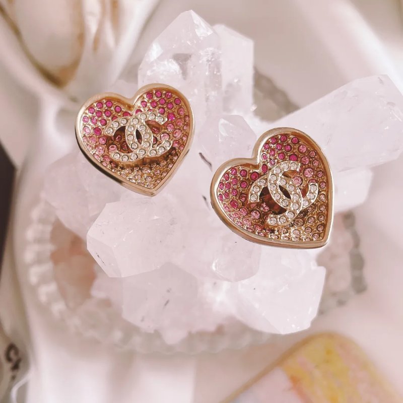 Chanel 心形漸變粉紅色耳環-0