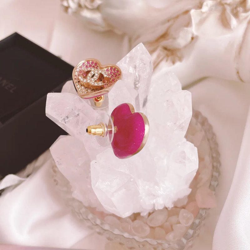 Chanel 心形漸變粉紅色耳環-1