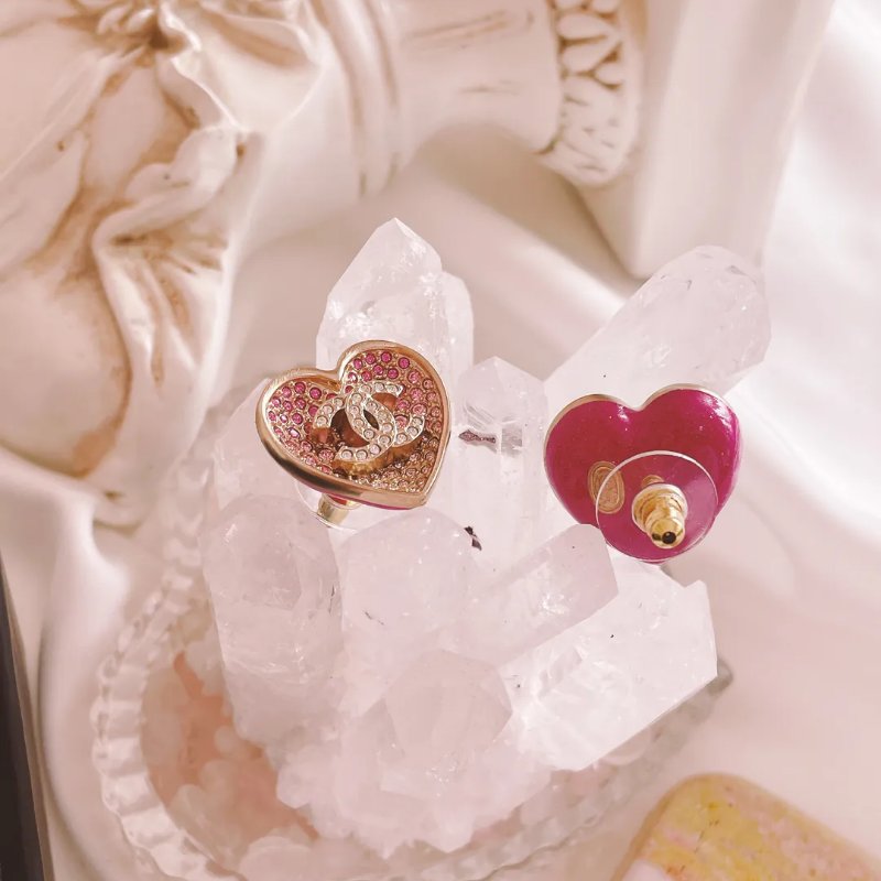 Chanel 心形漸變粉紅色耳環-2