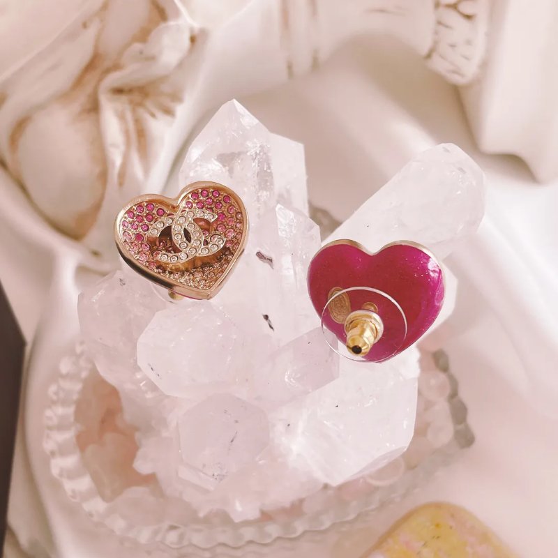 Chanel 心形漸變粉紅色耳環-3