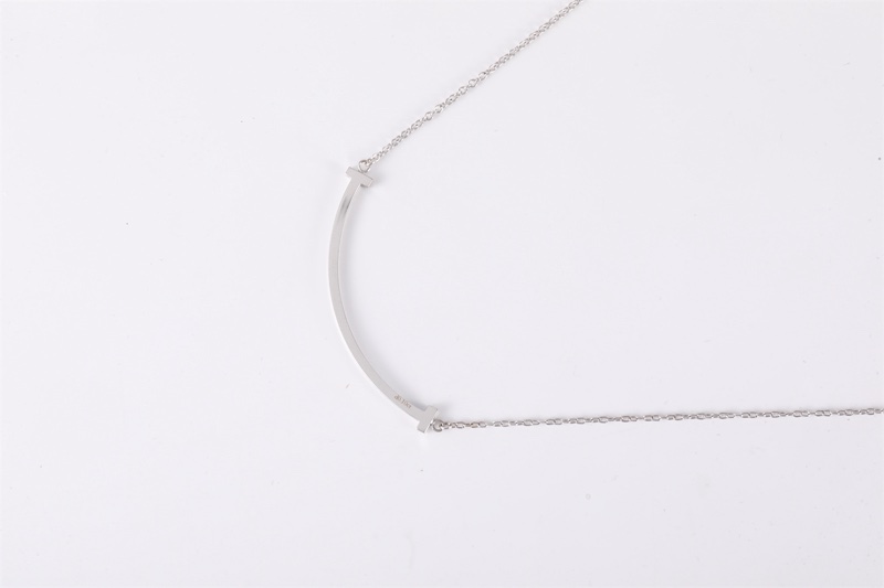 TIFFANY&CO(蒂芙尼) Tiffany T 微笑項鏈 小號 滿鑽 18k白金 18K白金/鑽石 項鏈 白金-2