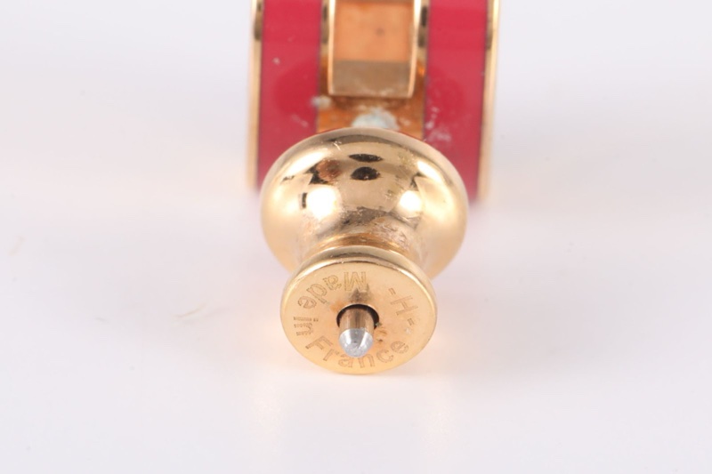 HERMES(愛馬仕) Pop H 耳環 Mini 合金 金色 玫紅色-3