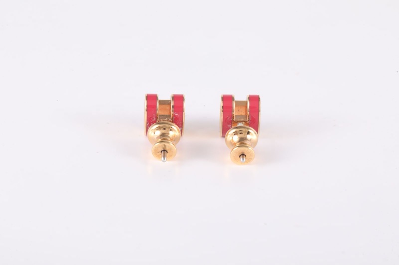 HERMES(愛馬仕) Pop H 耳環 Mini 合金 金色 玫紅色-5