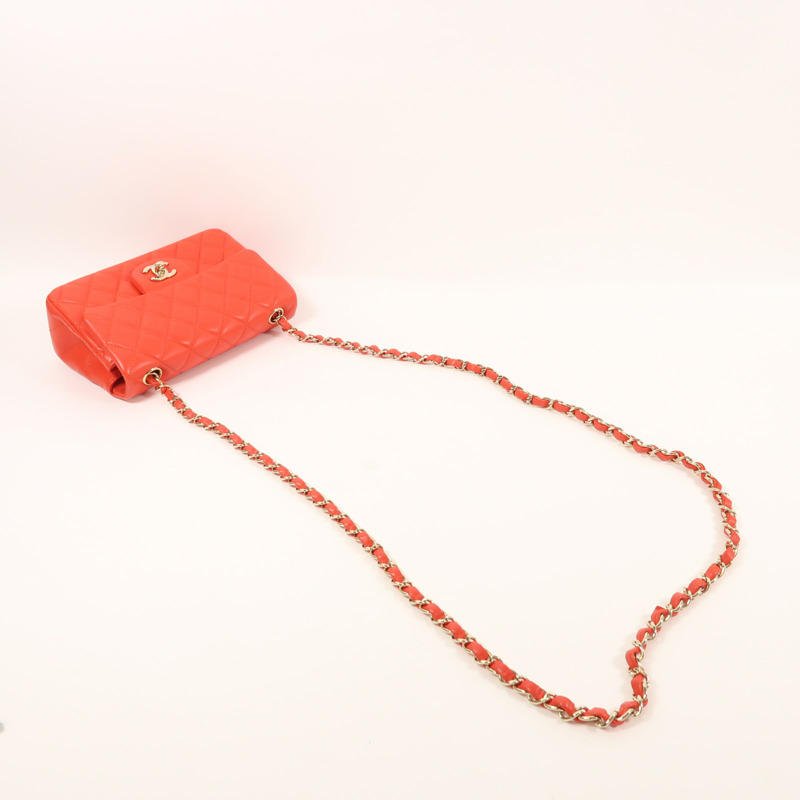 CHANEL 羊皮皮革Classic 20金扣鏈帶肩背袋-8