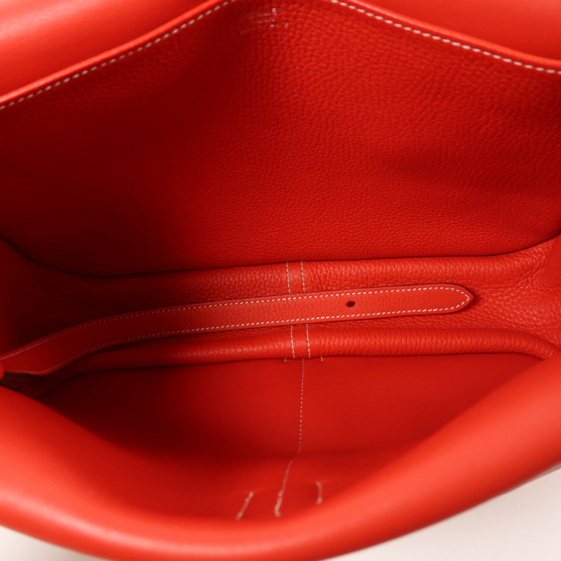 HERMES Clemence皮革Halzan 31銀扣手挽肩背兩用袋-4