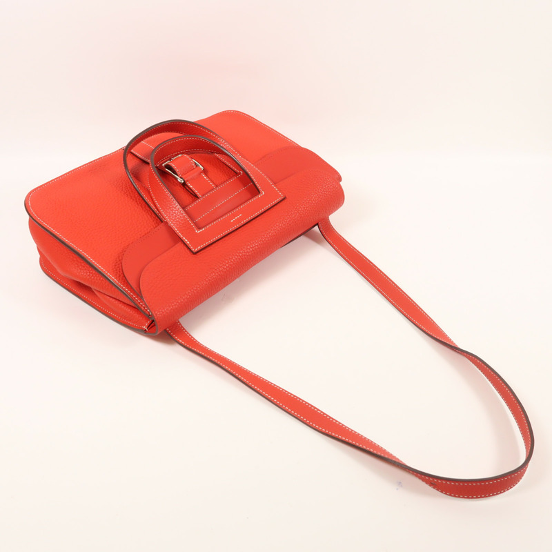 HERMES Clemence皮革Halzan 31銀扣手挽肩背兩用袋-7