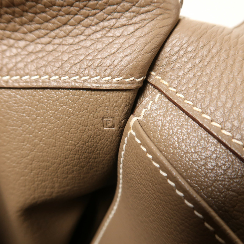 HERMES Togo皮革Etribelt銀扣手挽袋Etoupe-6