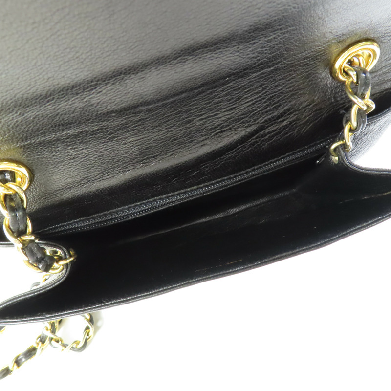 CHANEL 牛皮皮革Vintage Chain Shoulder金扣鏈帶肩背袋-6