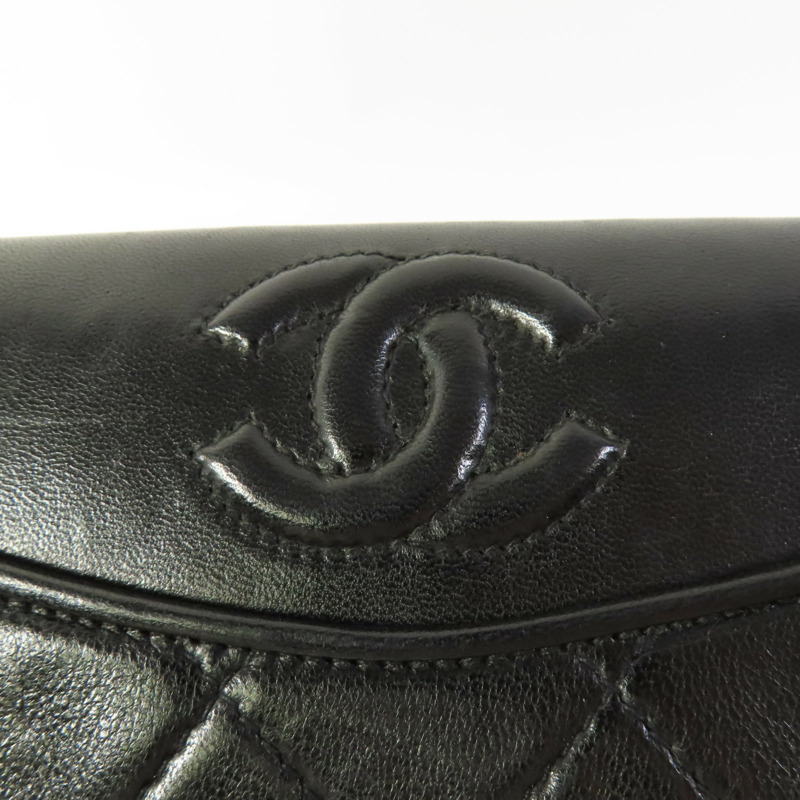 CHANEL 牛皮皮革Vintage Chain Shoulder金扣鏈帶肩背袋-7
