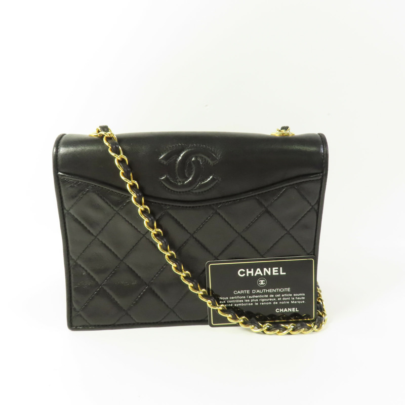 CHANEL 牛皮皮革Vintage Chain Shoulder金扣鏈帶肩背袋-12