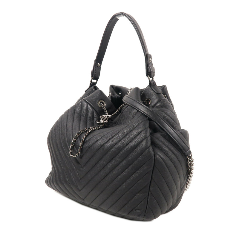 CHANEL 牛皮皮革2way Shoulder Bag銀扣鏈帶肩背袋-2