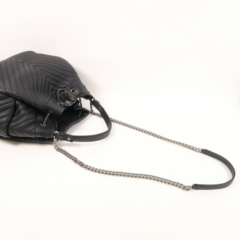 CHANEL 牛皮皮革2way Shoulder Bag銀扣鏈帶肩背袋-8