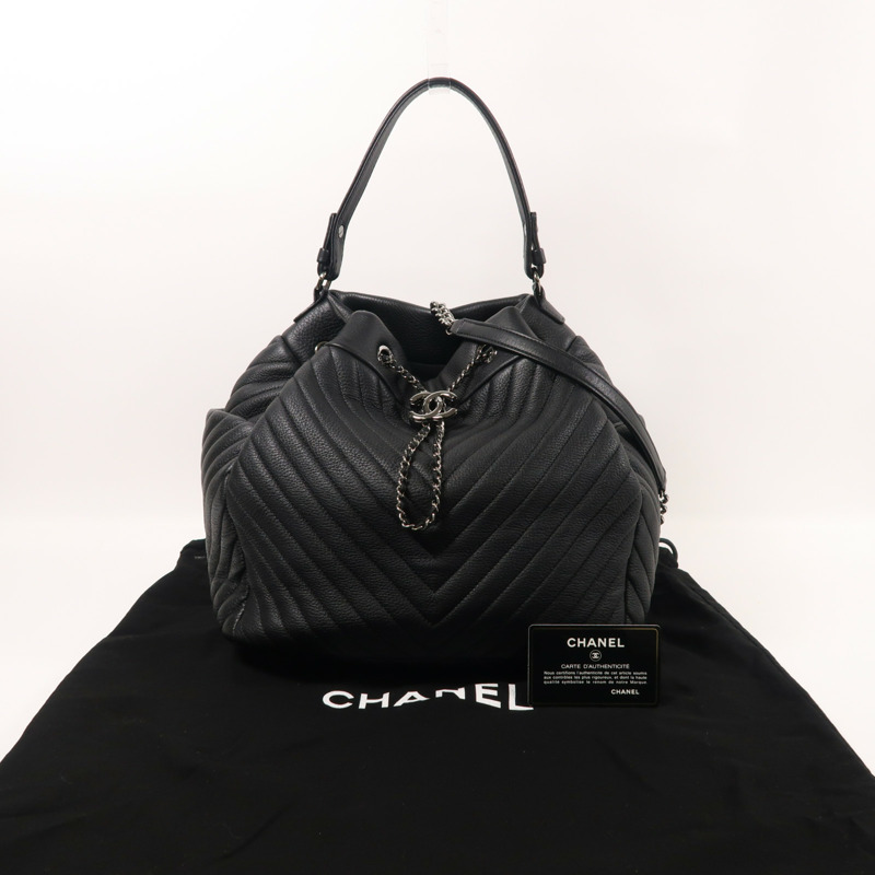 CHANEL 牛皮皮革2way Shoulder Bag銀扣鏈帶肩背袋-9