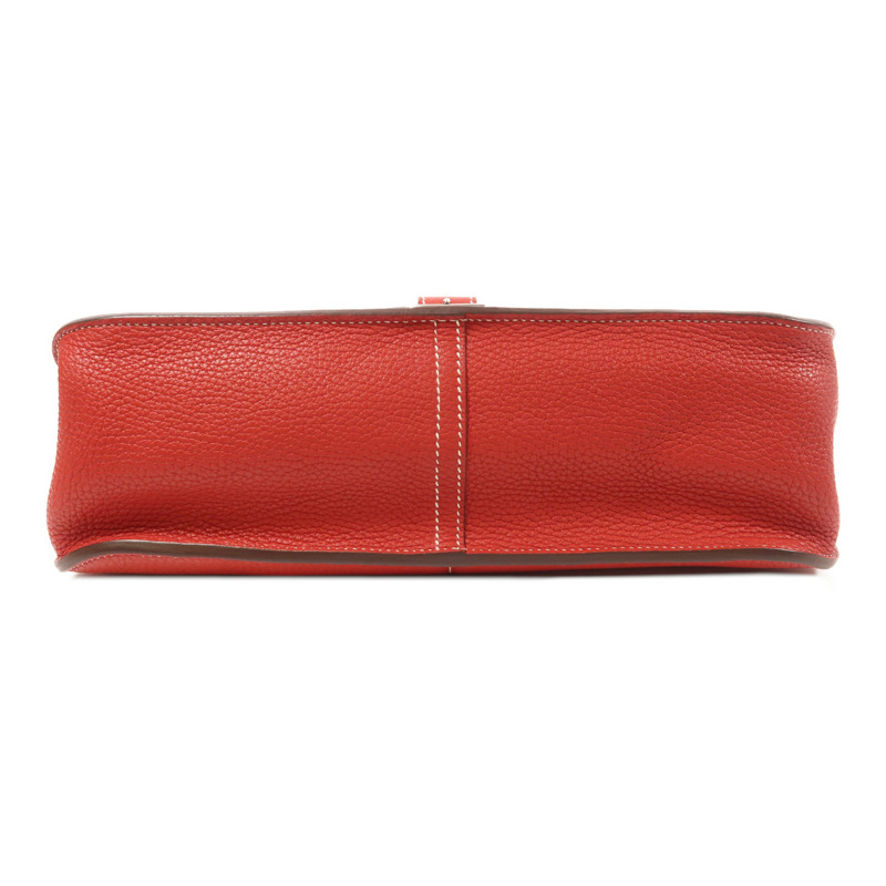 HERMES Togo皮革Halzan 31銀扣手挽肩背兩用袋Rouge Casaque-3
