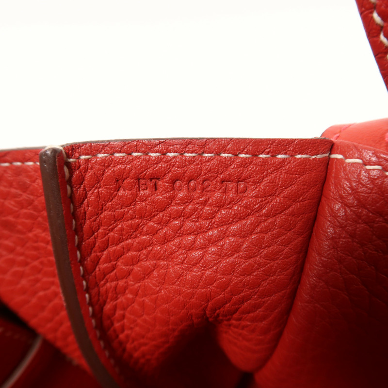 HERMES Togo皮革Halzan 31銀扣手挽肩背兩用袋Rouge Casaque-6