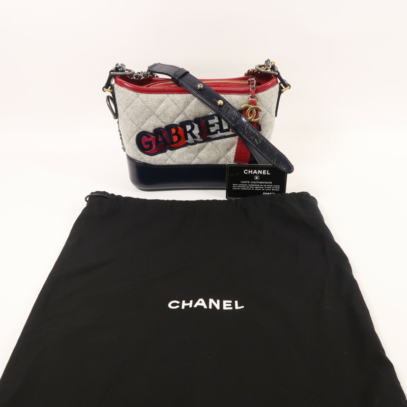 CHANEL Felt Gabrielle Small鏈帶肩背袋-9