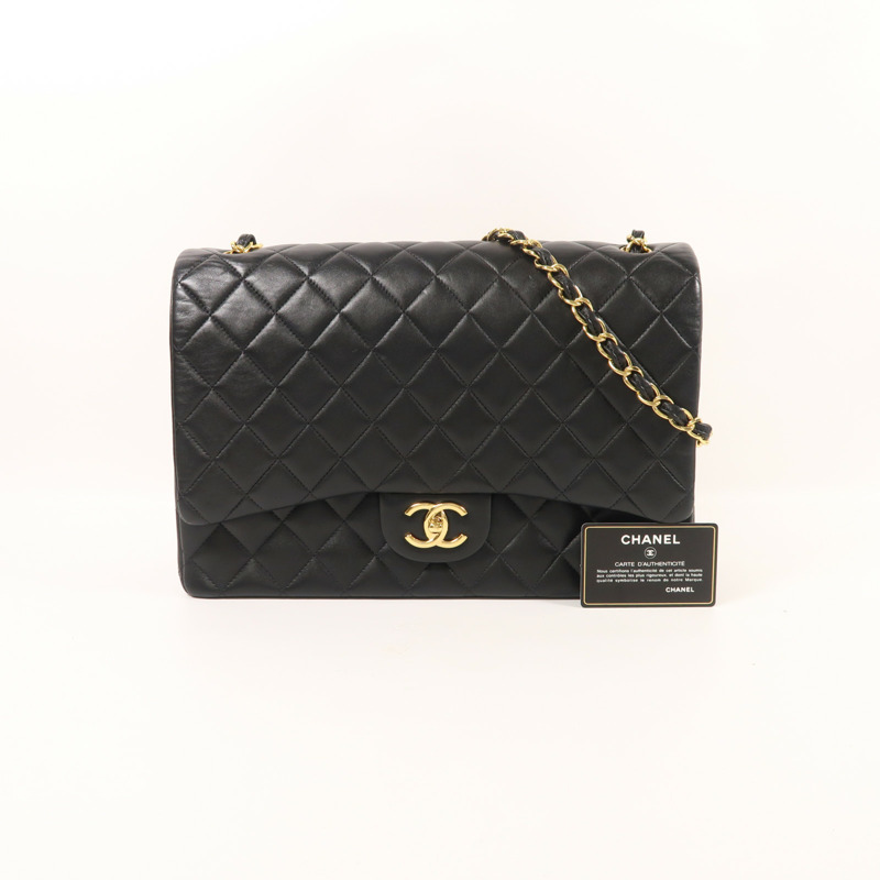 CHANEL 羊皮皮革Maxi Classic金扣鏈帶肩背袋-10