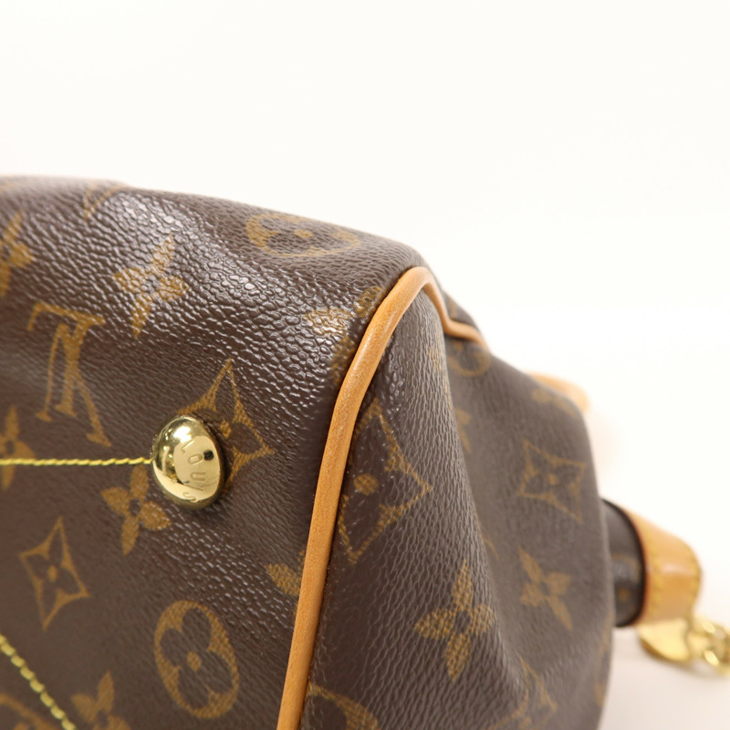 LOUIS VUITTON Monogram Tivoli PM金扣手挽袋棕色-11