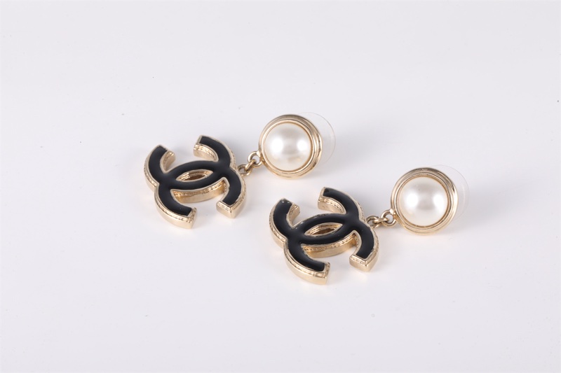CHANEL(香奈兒) 合金 22A 琺瑯雙C logo 珍珠耳環耳釘-2